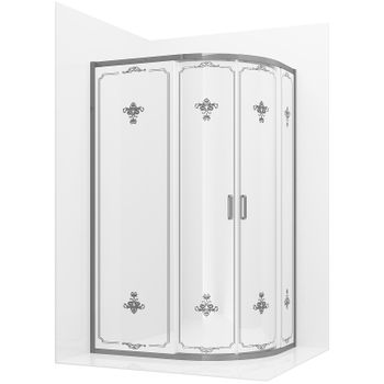 Душевой уголок Ambassador Royal 120x80 18015101 профиль Хром стекло белое с рисунком — фото 1, Асимметричные душевые уголки