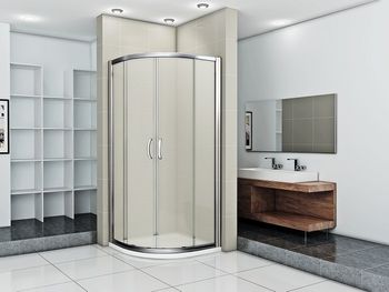 Душевой уголок Good Door Infinity R-90-G-CH 90x90 профиль Хром стекло Грейп — фото 3, Душевые уголки четверть круга