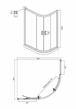 Душевой уголок Ambassador Kingston 100х90 14011207 профиль Черный стекло прозрачное — фото 2, Асимметричные душевые уголки