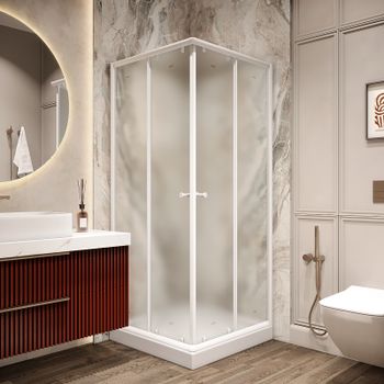 Душевой уголок Parly 80x80 ZFQ81 профиль Белый стекло матовое — фото 1, Квадратные душевые уголки