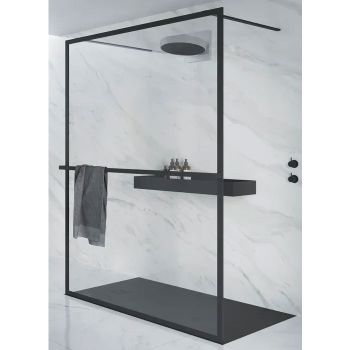 Душевая перегородка Riho Lucid GD401 140 G005032121  (GD314B000) профиль Черный стекло прозрачное — фото 1, Душевые перегородки