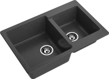 GRANFEST Мойка PRACTIK 780K 2 чаши 780*510мм графит арт.GF- — фото 1, Кухонные мойки