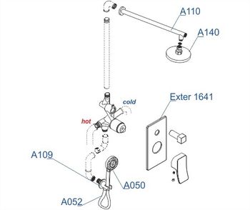 A16040 Встраиваемый комплект для душа с верхней душевой насадкой и лейкой — фото 4, Встраиваемые душевые комплекты