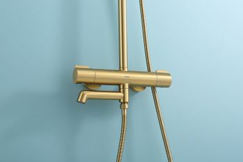 Душевая система Raglo R20.26.03 с термостатом Золото матовое — фото 4, Душевые стойки