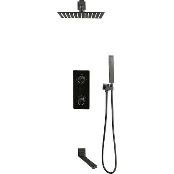 Душевая система ALMAes Tiber TVZ-8805 с термостатом Черная матовая — фото 17, Встраиваемые душевые комплекты