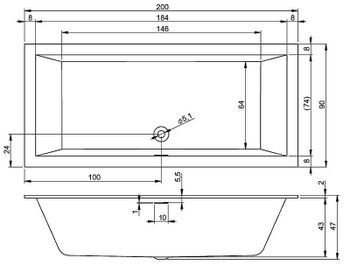 Акриловая ванна Riho Rething Cubic 200х90 B110001005 (BR1200500000000) без гидромассажа — фото 2, Акриловые ванны