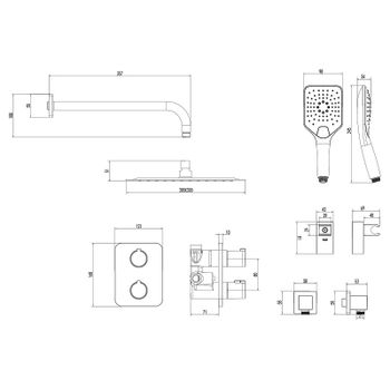 Душевая система Lemark Yeti LM7849С с термостатом Хром — фото 2, Встраиваемые душевые комплекты