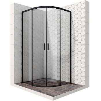 Душевой уголок Ambassador Queen 100х100 11011202Black профиль Черный стекло прозрачное — фото 2, Душевые уголки четверть круга