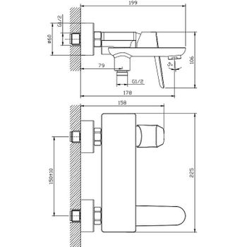 Смеситель для ванны Raglo R31.30.06 Черный матовый — фото 2, Смеситель для ванны
