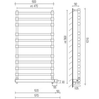 Электрический полотенцесушитель Margaroli Sole 5644711SAB Хром — фото 2, Электрические полотенцесушители