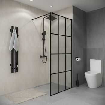 Душевая перегородка Niagara Eco NG-552-70BLACK (70х190) черный,стекло клетка,1 место — фото 1, Душевые перегородки