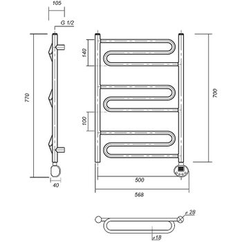 Электрический полотенцесушитель Domoterm Офелия П9 500x700 АБР ER Античная бронза — фото 2, Электрические полотенцесушители