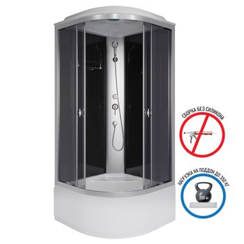 Душевая кабина Niagara Eco E80/40/TN (80х80х215) высокий поддон(40см),стекло тонированное,4 места — фото 1, Душевые кабины