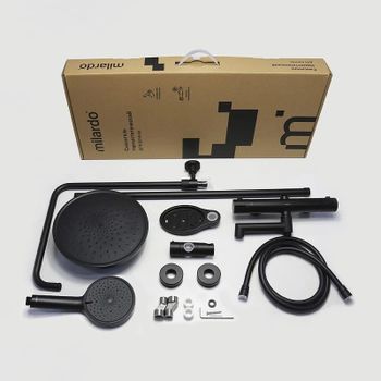 Душевая система Milardo Ideal Spa ILSBLTHM06 с термостатом Черная матовая — фото 5, Душевые стойки