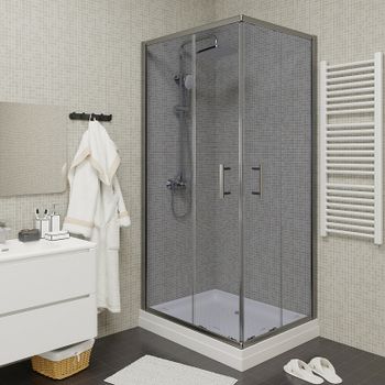 Душевой уголок Parly QZ71S 100х195 7262 профиль Хром стекло тонированное — фото 6, Прямоугольные душевые уголки