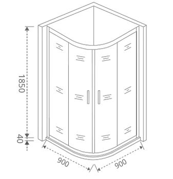 Душевой уголок Good Door Latte R-90-G-WE 90x90 профиль Белый стекло Grape — фото 2, Душевые уголки четверть круга