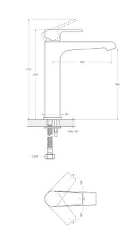 Смеситель для накладной раковины CEZARES NAUTIC-LC-SS — фото 1, Смесители для раковины