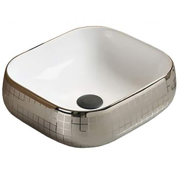 Раковина CeramaLux 45 78321 Серебро — фото 1, Раковины накладные