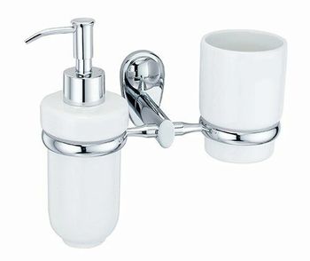 Аксесс Main K-9289C Держатель стакана и дозатора (блистер), КЕРАМИКА, хром, WasserKRAFT — фото 3, Дозаторы