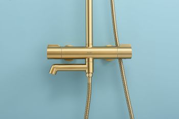 Душевая система Raglo R20.26.03 с термостатом Золото матовое — фото 25, Душевые стойки
