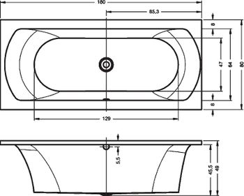 Акриловая ванна Riho Lima 180x80 B052001005 (BB4600500000000) без гидромассажа — фото 4, Акриловые ванны