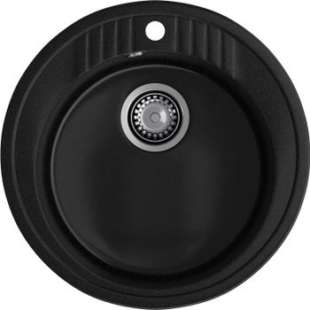 GRANFEST Мойка RONDO 520 1-чаша D-520мм черный арт.GF- — фото 2, Кухонные мойки