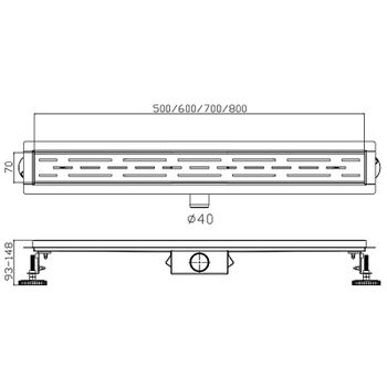 Душевой лоток Haiba 600x70 HB91600 с решеткой Сатин — фото 2, Душевые лотки