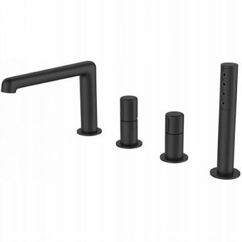 Смеситель на борт ванны BelBagno Uno UNO-BVD4-NERO Черный матовый — фото 1, Смесители на борт ванны