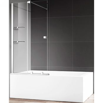 Шторка на ванну AQUAme 120 AQM6601-2 профиль Хром стекло прозрачное — фото 1, Шторки для ванной раздвижные