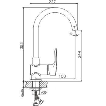Смеситель для кухни Haiba HB4066 Хром — фото 2, Смесители для кухни