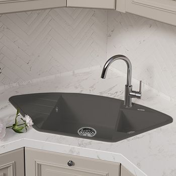 Кухонная мойка Lemark IRKANA 980 9910047 (980 х 500 мм, серый шелк) — фото 2, Кухонные мойки