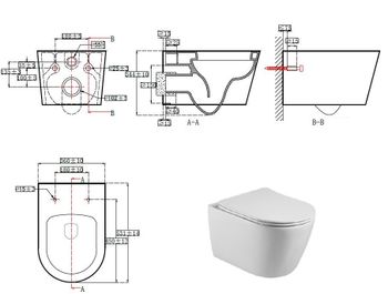 Унитаз подвесной безободковый AQUATEK БЕТТА AQ1253W-00 530*360*345 мм, горизонтальный выпуск, тонкое — фото 2, Подвесные унитазы