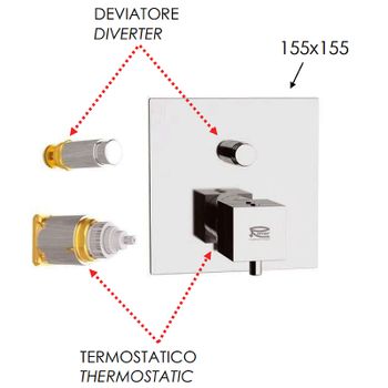 Смеситель для душа Remer Qubica Thermo QT09KBNP с термостатом Никель брашированный — фото 2, Смеситель для душа