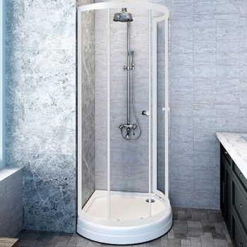 Душевой уголок Radomir Стронг 110x110 1-03-1-0-0-1820 профиль Белый стекло прозрачное — фото 1, Полукруглые душевые уголки