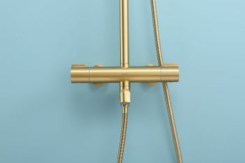 Душевая система Raglo R20.26.03 с термостатом Золото матовое — фото 20, Душевые стойки