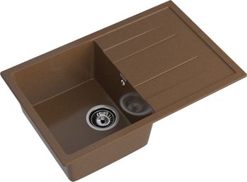 GRANFEST Мойка QUADRO 780L 1-чаша+крыло 770*495мм терракот арт.GF- — фото 1, Кухонные мойки