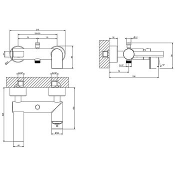 Смеситель для ванны Gessi Emporio Via Manzoni 38613#299 Черный матовый — фото 2, Смеситель для ванны
