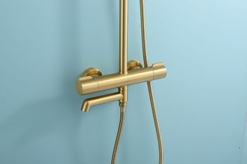 Душевая система Raglo R20.26.03 с термостатом Золото матовое — фото 18, Душевые стойки