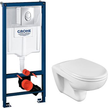 Комплект унитаза Roca Mateo 346200000+ZRU9302822 с инсталляцией Grohe Rapid SL 38721001 с сиденьем М — фото 1, Комплекты унитаз + инсталляция