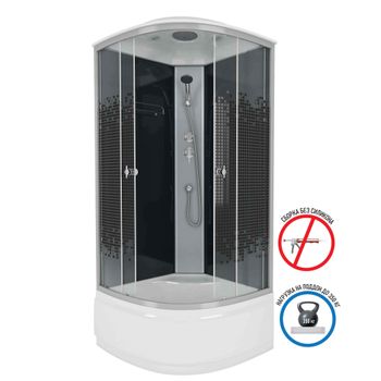 Душевая кабина Niagara Eco NG-7507-14BLACK (80х80х215) высокий поддон(40см),стекло мозаика,4 места — фото 1, Душевые кабины