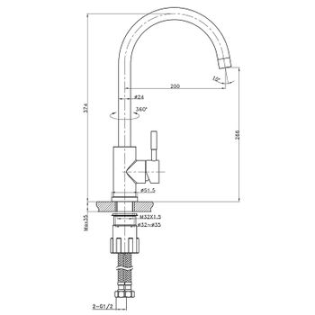 Смеситель для кухни Raiber Graceful RPG-012 Золото матовое — фото 3, Смесители для кухни