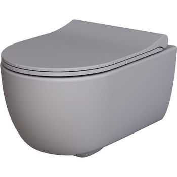 Унитаз Ambassador Abner 103T20301R-102T20301S подвесной Серый матовый с сиденьем Микролифт — фото 1, Подвесные унитазы