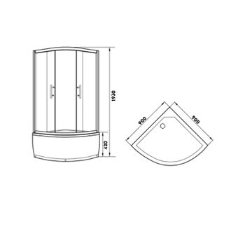 Душевой уголок Parly 90x90 Z9011 профиль Хром стекло прозрачное с рисунком — фото 3, Душевые уголки четверть круга