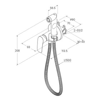 Гигиенический душ со смесителем Milardo Rora RORBLR0M08 Черный матовый — фото 6, Гигиенические души