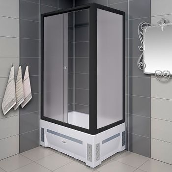 Душевой уголок Radomir Верчелли 120x80 L 1-03-6-1-0-0131 профиль Черный стекло матовое — фото 3, Прямоугольные душевые уголки