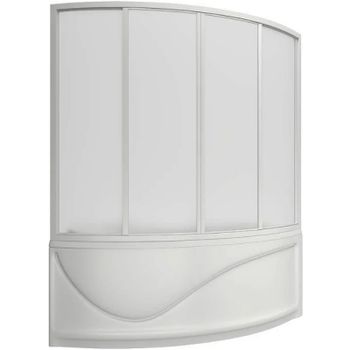 Шторка на ванну Bas Николь 170 ШТ00035 профиль Белый пластик Вотер — фото 1, Шторки для ванной раздвижные