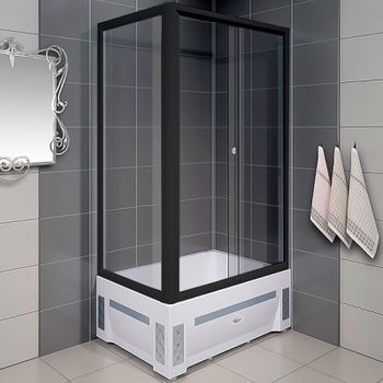 Душевой уголок Radomir Верчелли 120x80 R 1-03-6-2-0-0130 профиль Черный стекло прозрачное — фото 1, Прямоугольные душевые уголки