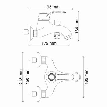 Isar 1301 Смеситель для ванны с коротким изливом — фото 9, Смеситель для ванны