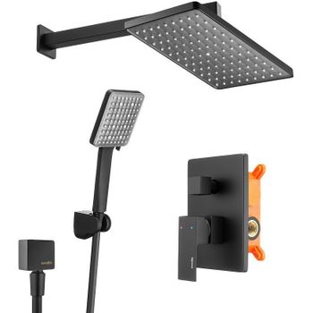 Душевая система Swedbe Platta 5555B Черная матовая — фото 1, Встраиваемые душевые комплекты