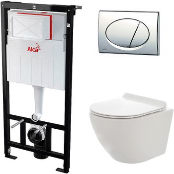 Комплект унитаза AQUAme AQM2002 с инсталляцией Alcaplast Sadromodul AM101/1120-3:1 RU M71-0001 с сид — фото 1, Комплекты унитаз + инсталляция